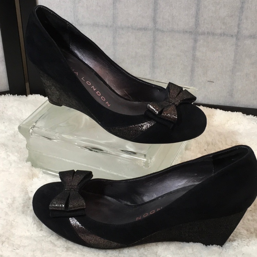 Sacha London black suede wedge